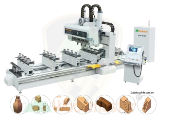 Máy Tạo Mộng Âm Dương CNC 4 Trục 16 Dao Kẹp Xoay 90 Độ Lật Mặt Phôi