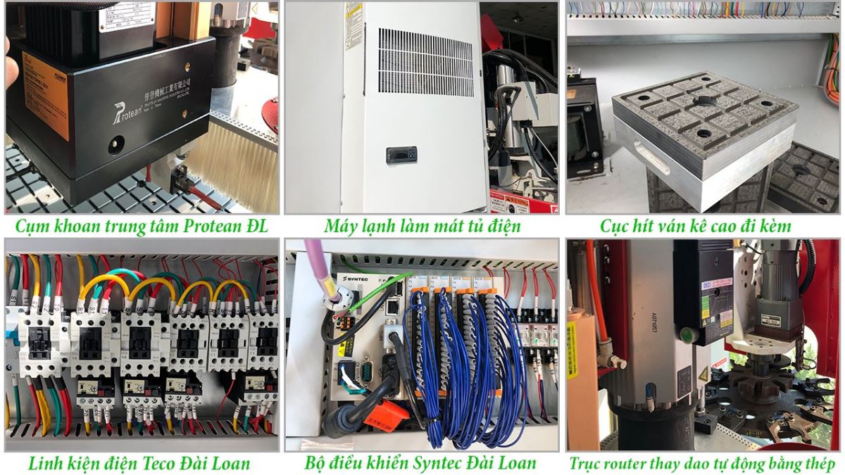 MÁY CNC TRUNG TÂM 2.5D FULL OPTION ( Phay Router - khoan 5 mặt + cưa xoay đa hướng ) 8148