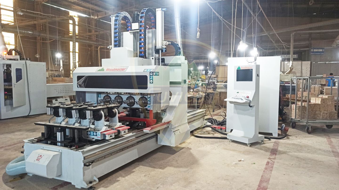 MÁY PHAY CNC 4 TRỤC 16 DAO KẸP XOAY 180 ĐỘ gia công 5 mặt phôi 11189