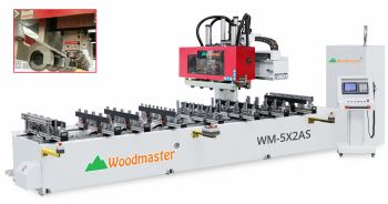 Máy Phay Mộng Âm CNC 5 Đầu Option Trục Cưa Móc Rãnh Wm-5x2AS