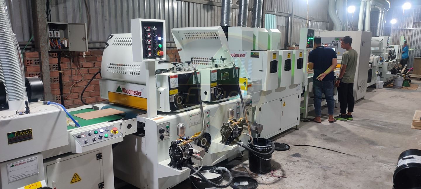 FULL Dây Chuyền Sơn UV mặt 4 nước với OPTION Máy Gắp Ván tự động 11199