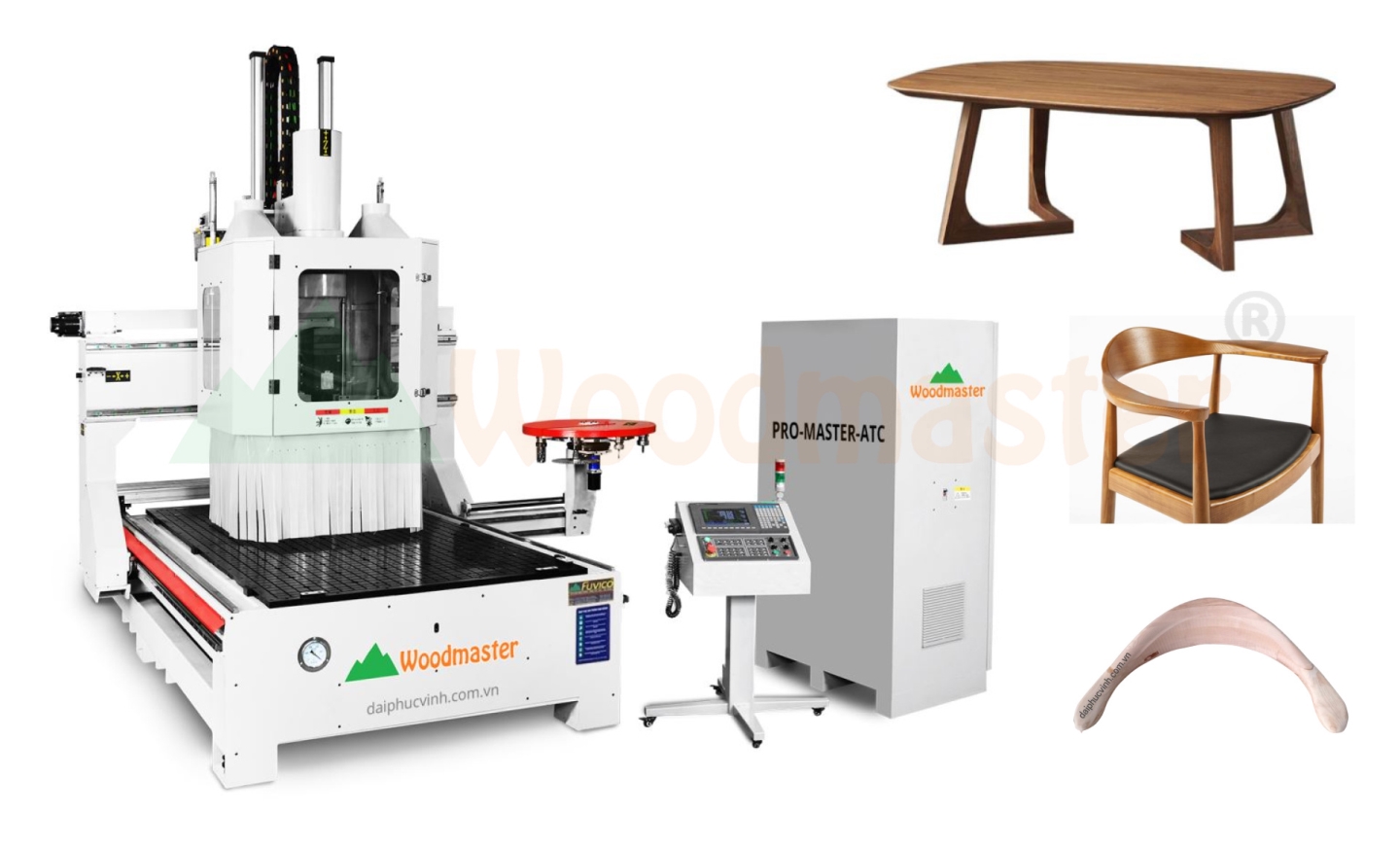 MÁY CNC TRUNG TÂM 3D 5 TRỤC 1 BÀN THAY DAO TỰ ĐỘNG ( Option trục số 6 ) PRO-MASTER-ATC