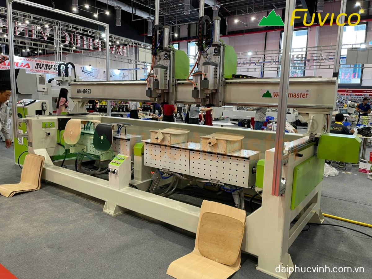 Máy CNC 3D 4 Axis 2 2 bàn 2 trục dao cắt ván ép cong Plywood 9338