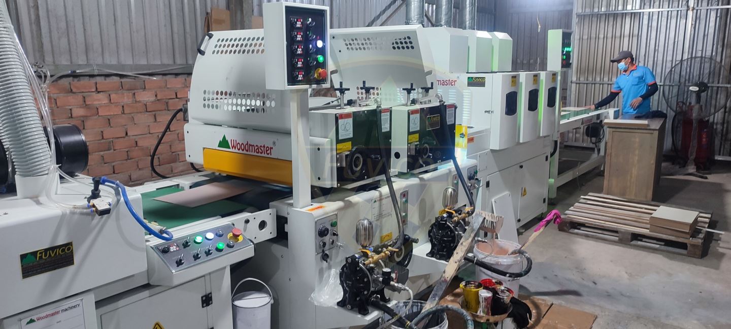 FULL Dây Chuyền Sơn UV mặt 4 nước với OPTION Máy Gắp Ván tự động 11200