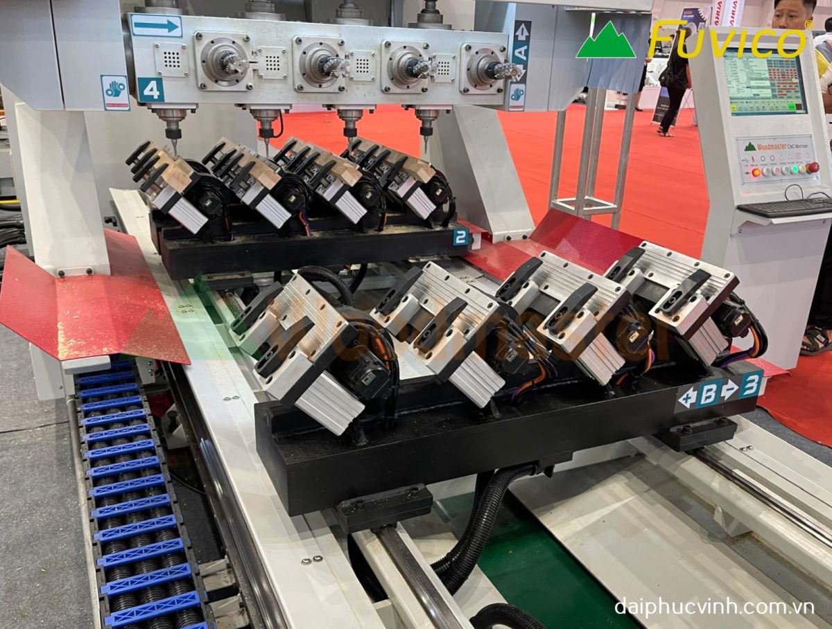 MÁY PHAY CNC 4 TRỤC 16 DAO KẸP XOAY 180 ĐỘ làm mộng âm dương bàn 6 mét 9355